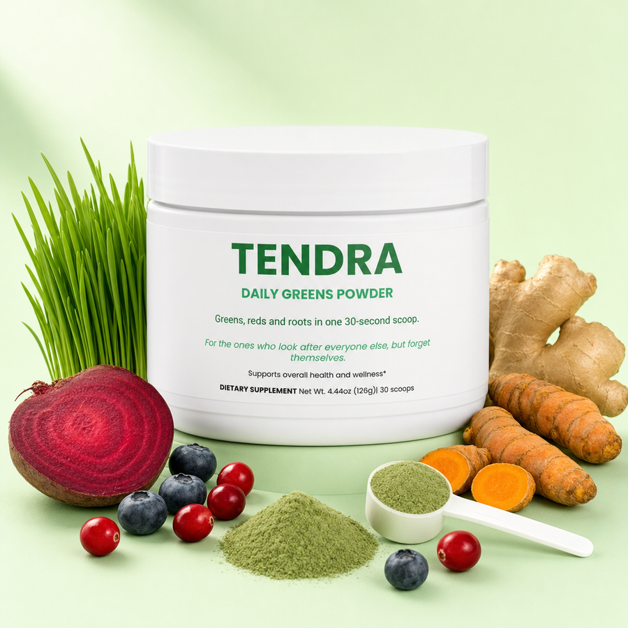 Tendra Daily Greens tub with fresh ingredients